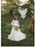 Long Sleeves Ivory Lace Tulle Sweet Wedding Dress